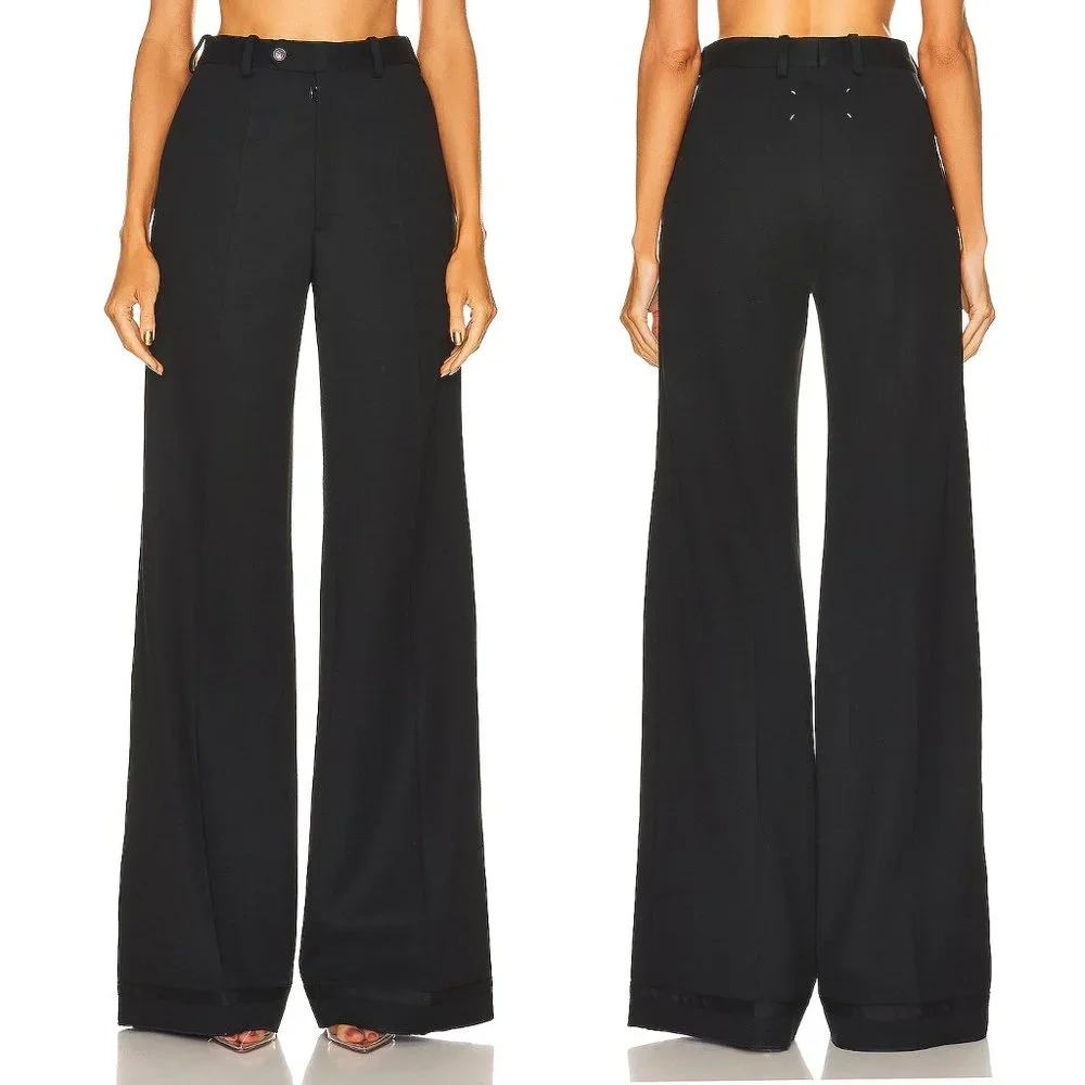 NEW Maison Margiela Flare Pants in Black Wide Leg Trouser 38 / 2 / XS / Small - Picture 1 of 2